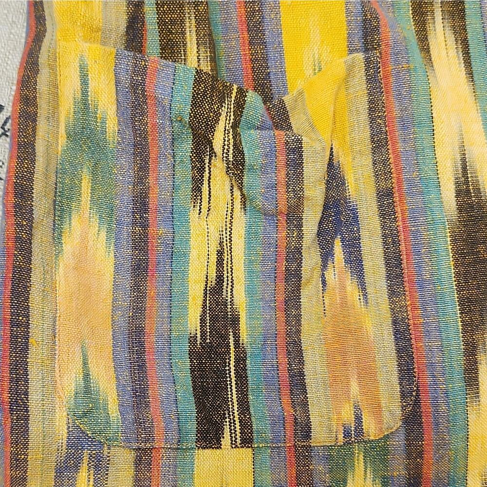 Multicolor Ikat Pattern Women's Jacket Long Sleeve Yellow Brown Blue Green Red - Picture 7 of 7